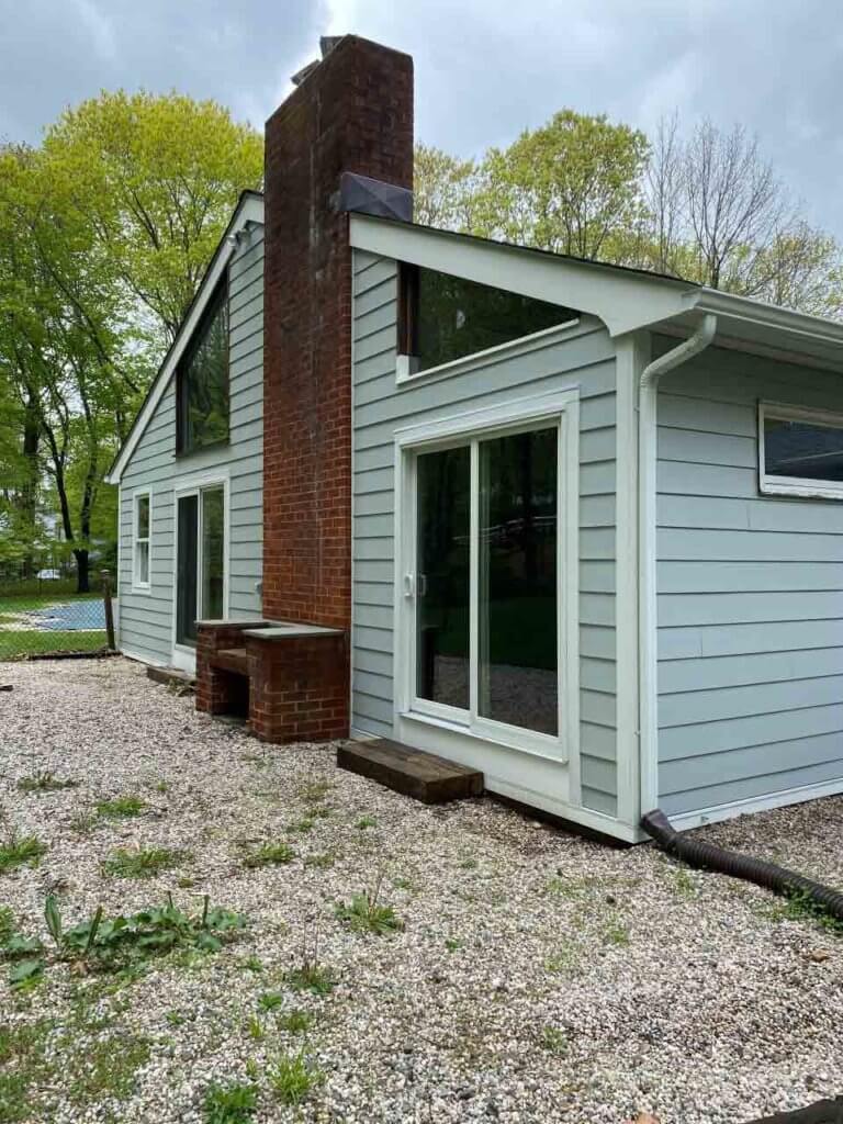 Side view of gray HardiePlank siding on home