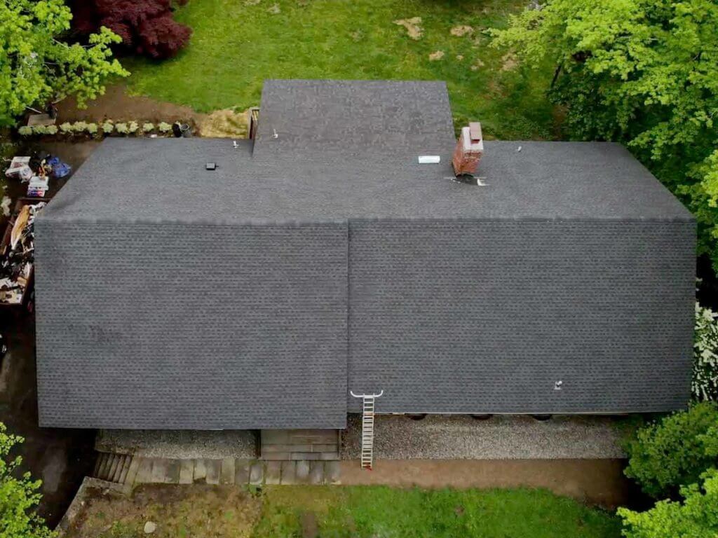 Overhead view of GAF asphalt roof