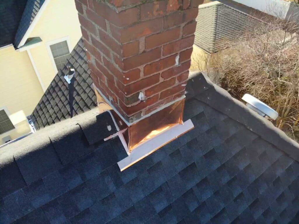 Aerial view of GAF asphalt shingles on home