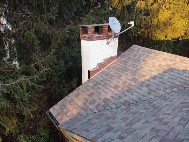 Aerial view of owens corning asphalt roof on home