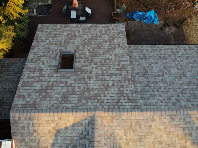 Aerial view of owens corning asphalt roof on home