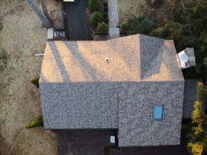 Overhead view of Owens Corning asphalt shingles on home