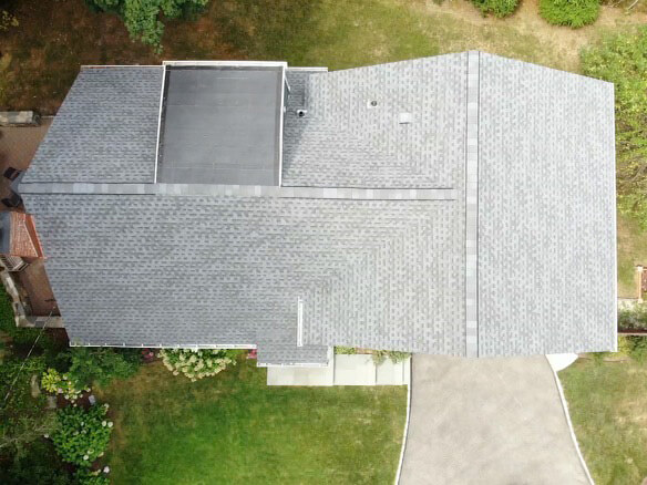 Overhead view of asphalt shingles on home in Tarrytown