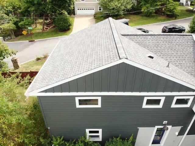 Overhead view of asphalt shingles on home in Tarrytown