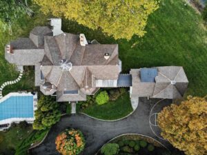 Overhead view of Brava roof on home in Darien, CT