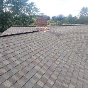 View of section of GAF asphalt roof replacement in Dobbs Ferry