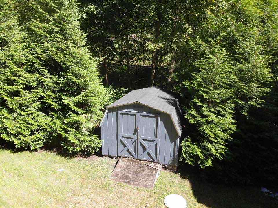 Overhead view of shed in back yard