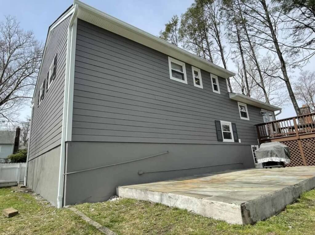 Gray James Hardie siding on home