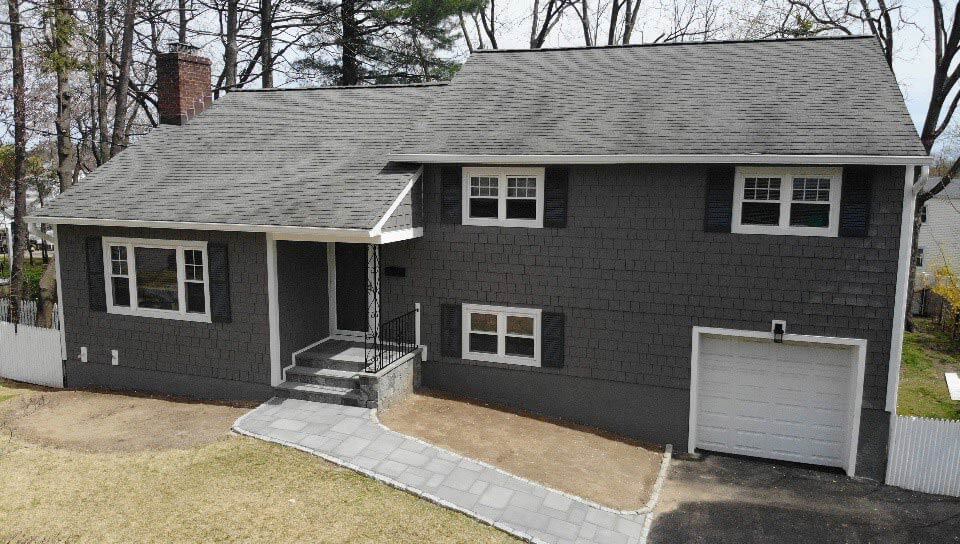 Gray James Hardie siding on home