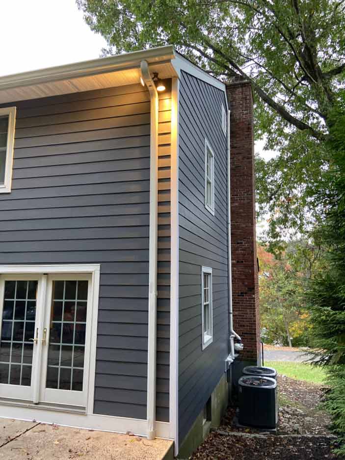 Gray James Hardie siding on home