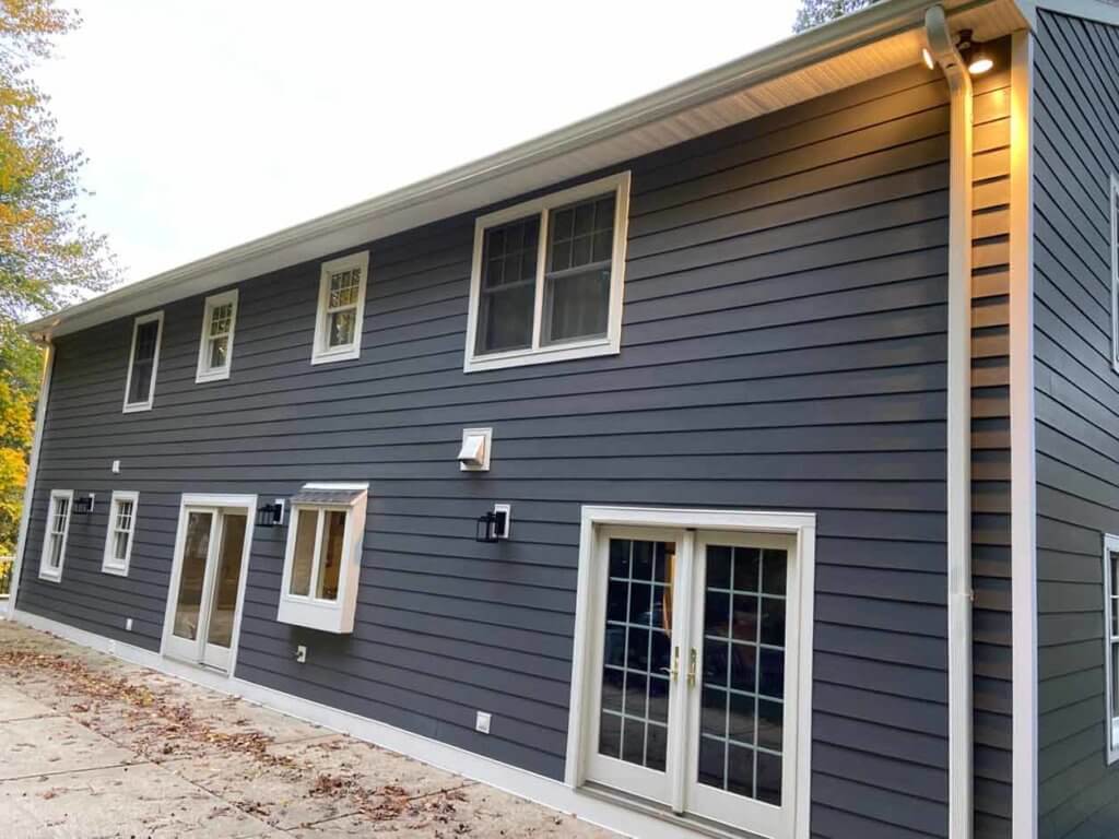 Gray James Hardie siding on home