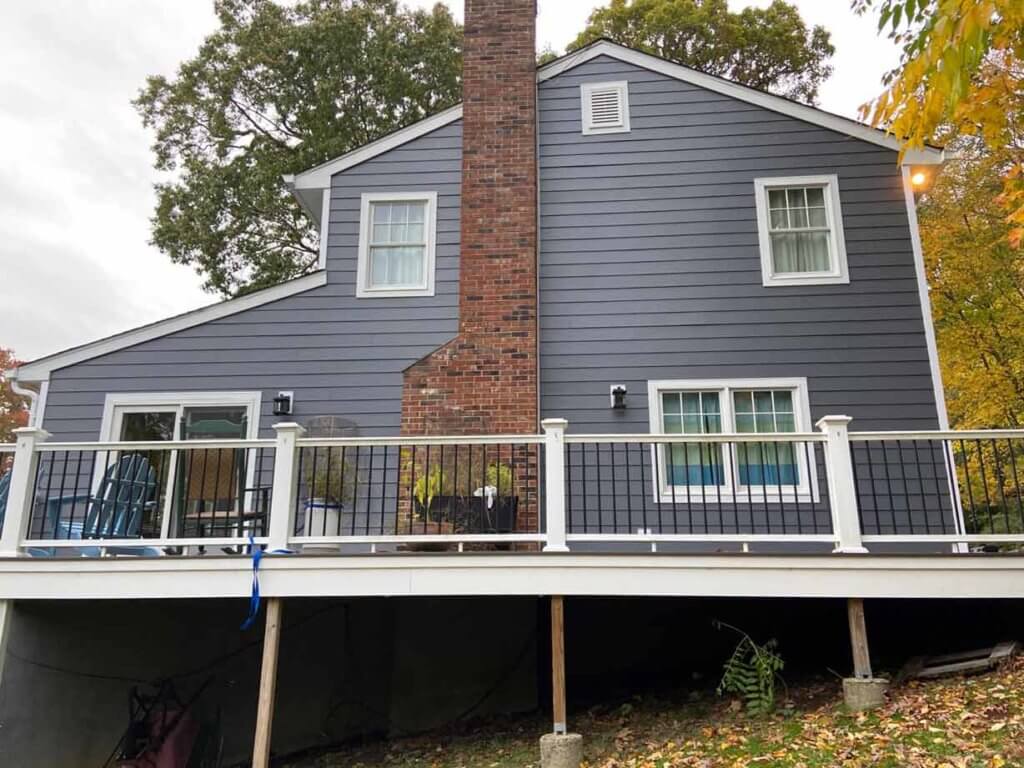 Gray James Hardie siding on home