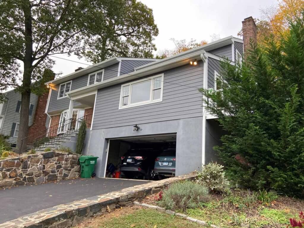 Gray James Hardie siding on home