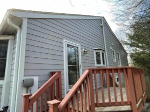 back of home with beige James Hardie siding