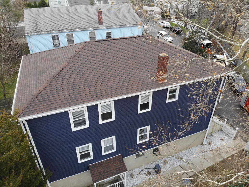 Overhead view of Royal vinyl siding replacement