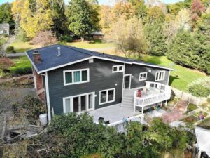 View of back of home with James Hardie siding in Danbury