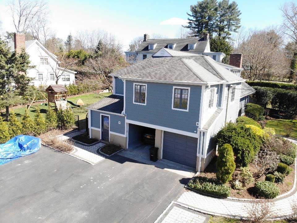 Aerial view of James Hardie siding on home