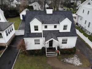 White James Hardie siding on home in Old Greenwich