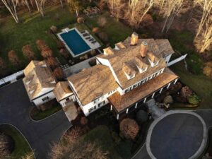 Overhead view of cedar roof