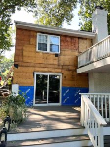 Siding replacement in progress