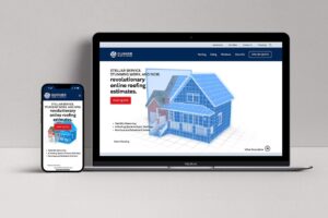 Gunner Roofing website images shown on phone and laptop computer
