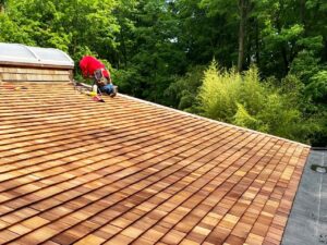 Cedar installation in progress