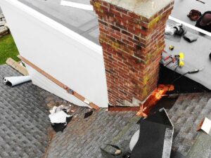 Copper chimney flashing