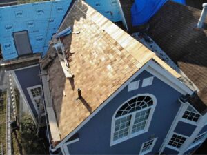 Pressure treated cedar installation in progress