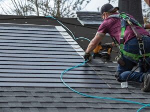 GAF Timberline solar shingle installation in progress