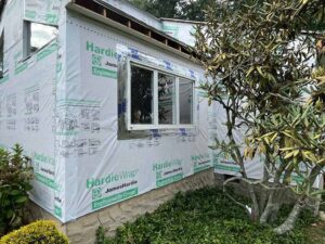 James Hardie wrap prep for new siding