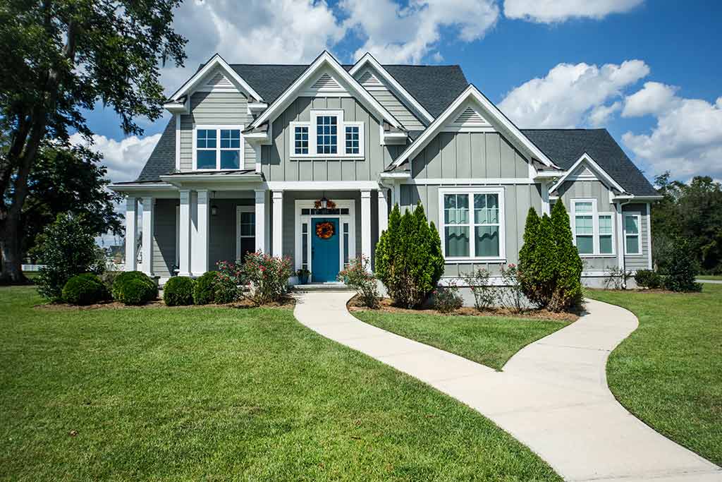 front house view with asphalt roof