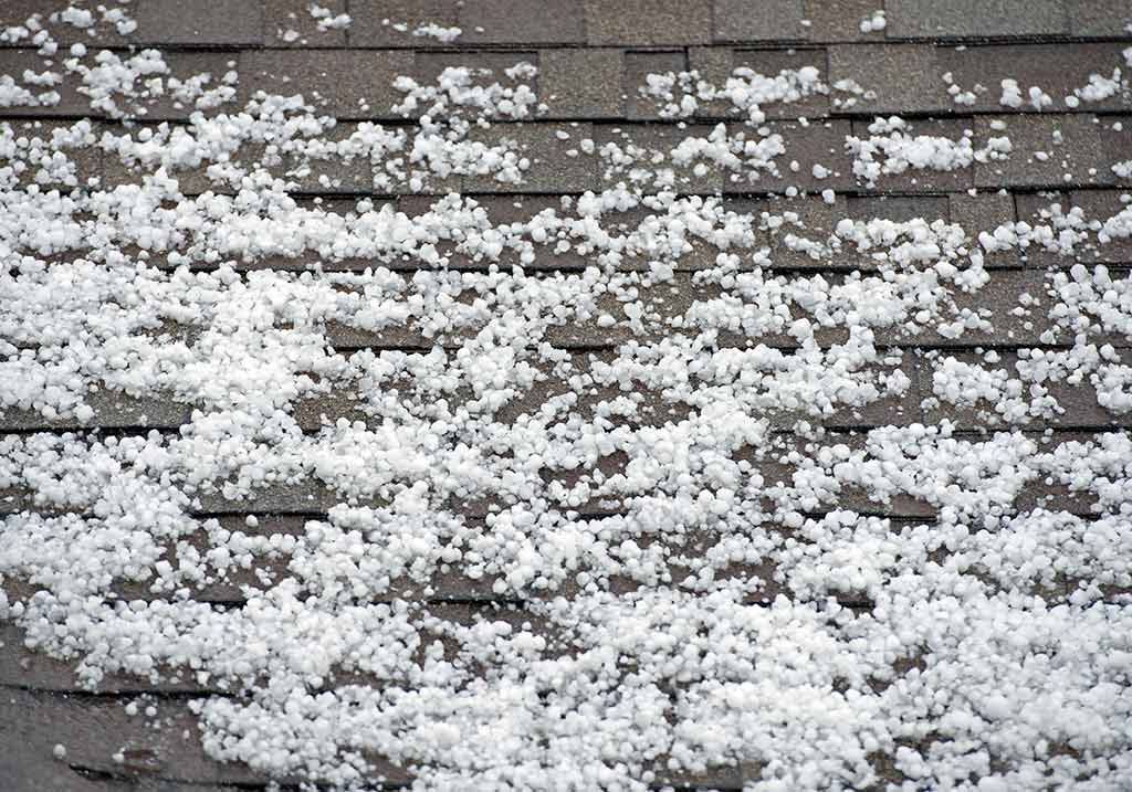 lots of hail on roof