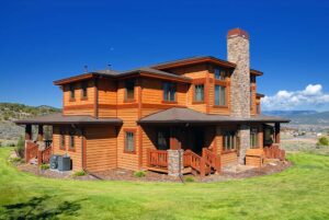 log cabin home side view