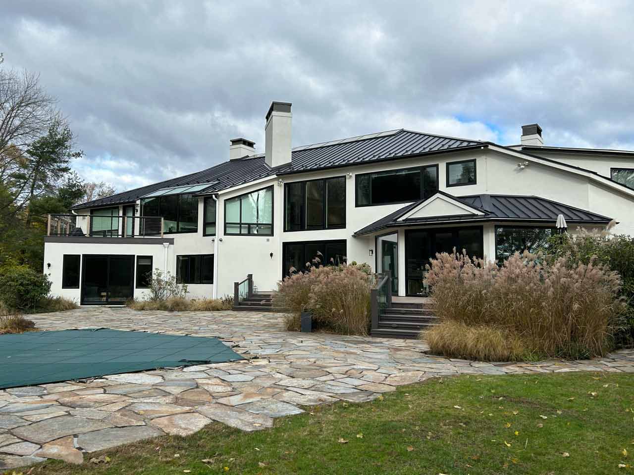 dark metal roof on home